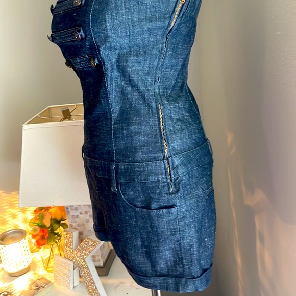Denim strapless shirt jumpsuit - Picture 2 of 5